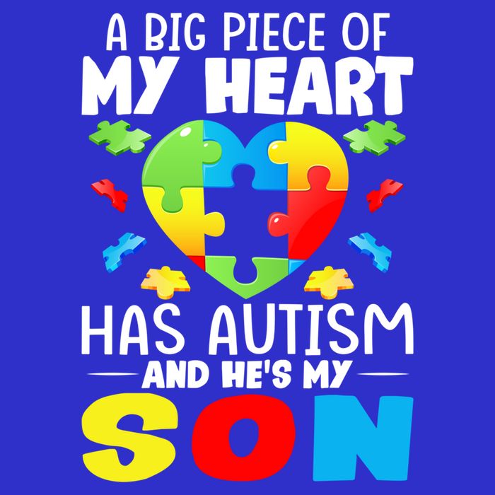 A Big Piece Of My Heart Has Autism And He's My Son Autism Gift 16 in Basic Backpack