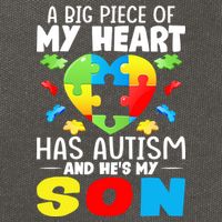 A Big Piece Of My Heart Has Autism And He's My Son Autism Gift Cotton Canvas Backpack