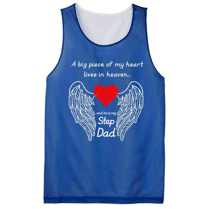 A Big Piece Of My Heart Lives In Heaven He Is My Step Dad Gift Mesh Reversible Basketball Jersey Tank