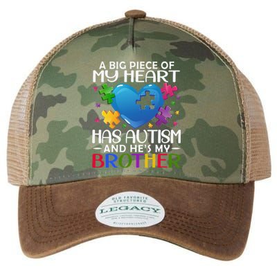 A Big Piece Of My Heart Has Autism and He's My Brother Legacy Tie Dye Trucker Hat