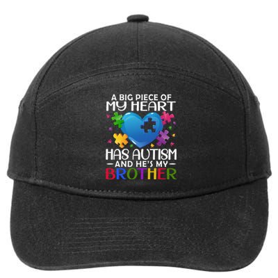 A Big Piece Of My Heart Has Autism and He's My Brother 7-Panel Snapback Hat