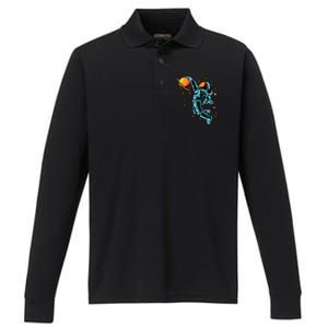 Astronaut Basketball Player Performance Long Sleeve Polo