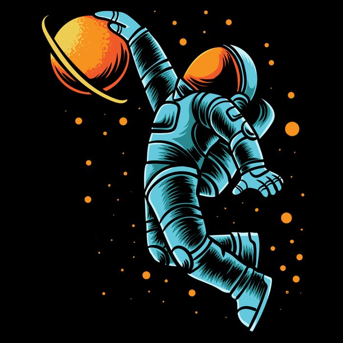 Astronaut Basketball Player Cropped Pullover Crew