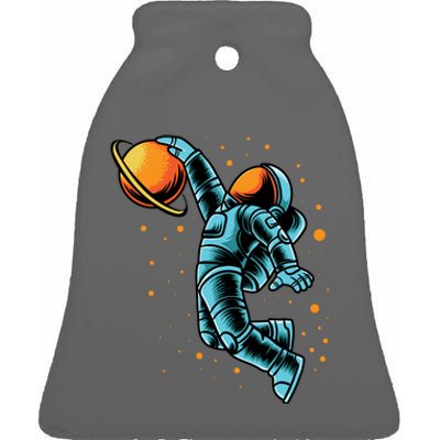 Astronaut Basketball Player Ceramic Bell Ornament