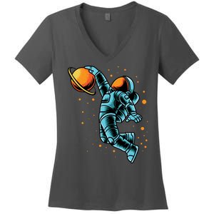 Astronaut Basketball Player Women's V-Neck T-Shirt