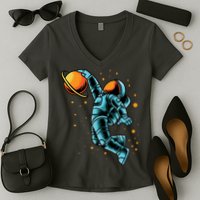 Astronaut Basketball Player Women's V-Neck T-Shirt