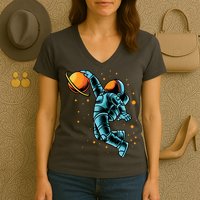 Astronaut Basketball Player Women's V-Neck T-Shirt