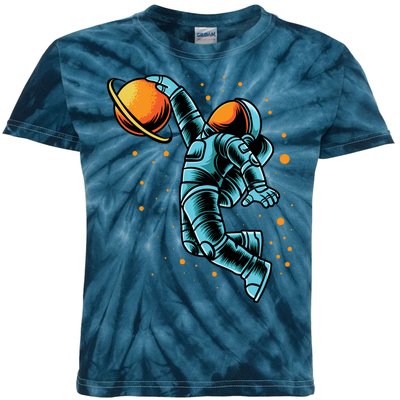 Astronaut Basketball Player Kids Tie-Dye T-Shirt