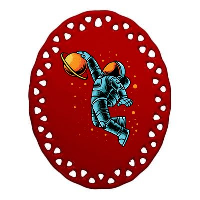 Astronaut Basketball Player Ceramic Oval Ornament