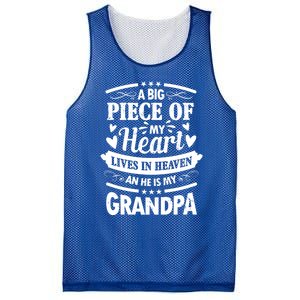 A Big Piece Of My Heart Lives In Heaven And He Is My Grandpa Gift Mesh Reversible Basketball Jersey Tank