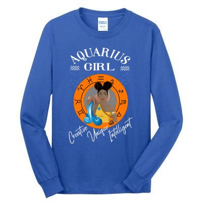 Aquarius Black Queen Zodiac Horoscope Traits Cute Gift Tall Long Sleeve T-Shirt