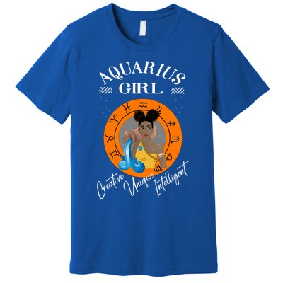 Aquarius Black Queen Zodiac Horoscope Traits Cute Gift Premium T-Shirt