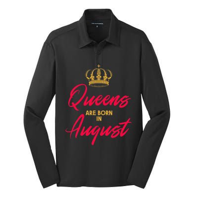 August Born Queens Queen Princess Birthday Silk Touch Performance Long Sleeve Polo