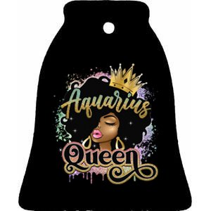 Aquarius Black Queen January February Birthday Ceramic Bell Ornament