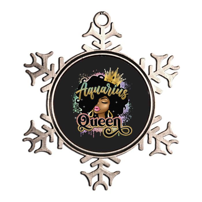 Aquarius Black Queen January February Birthday Metallic Star Ornament