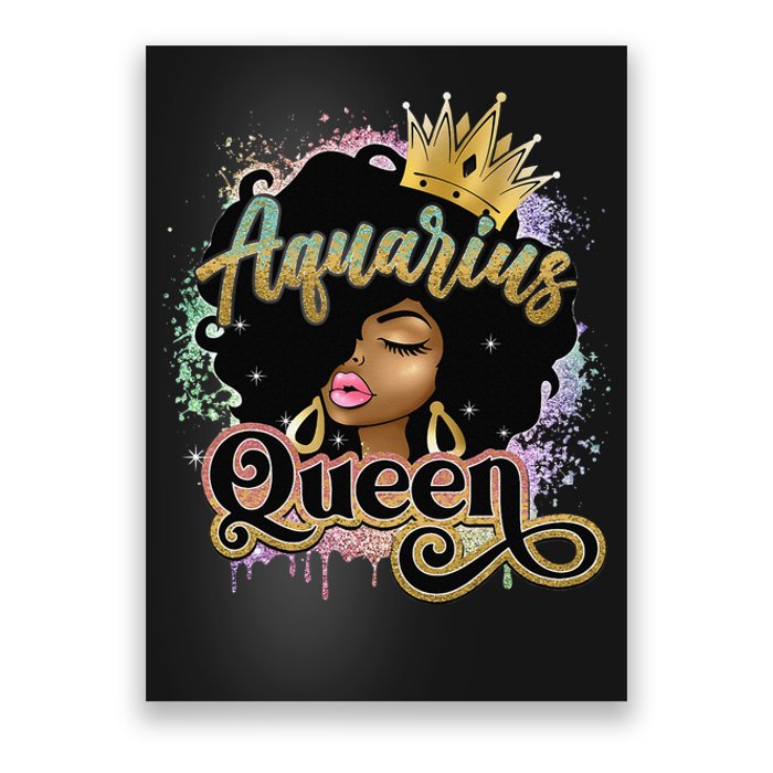 Aquarius Black Queen January February Birthday Poster