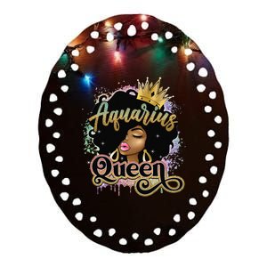 Aquarius Black Queen January February Birthday Ceramic Oval Ornament