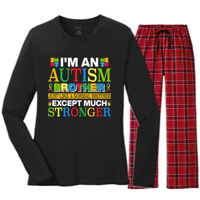 Autism Brother Quotes Motivational Autism Awareness Autism Support Women's Long Sleeve Flannel Pajama Set 