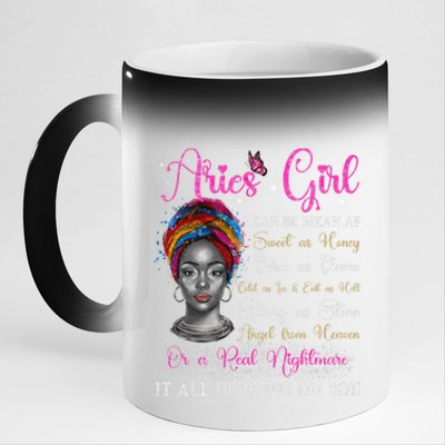 Aries Black Queen Zodiac Birthday Afro Gift 11oz Black Color Changing Mug