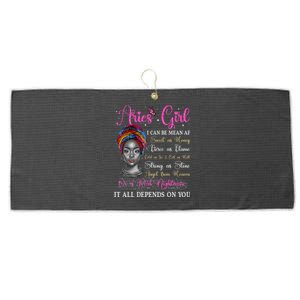 Aries Black Queen Zodiac Birthday Afro Gift Large Microfiber Waffle Golf Towel