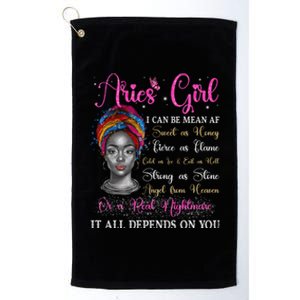 Aries Black Queen Zodiac Birthday Afro Gift Platinum Collection Golf Towel