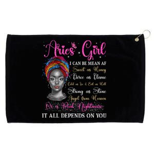 Aries Black Queen Zodiac Birthday Afro Gift Grommeted Golf Towel