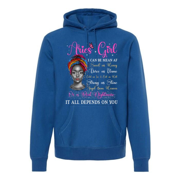 Aries Black Queen Zodiac Birthday Afro Gift Premium Hoodie