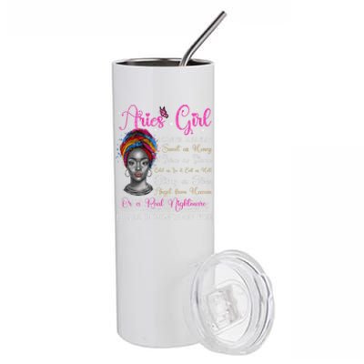 Aries Black Queen Zodiac Birthday Afro Gift Stainless Steel Tumbler