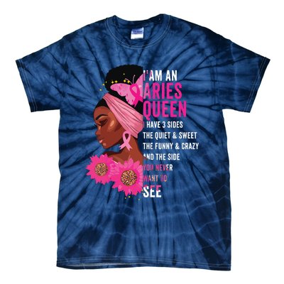 Aries Black Queen I Have 3 Sides April Girl Women Birthday Tie-Dye T-Shirt