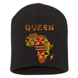 Afro Black Queen African Ghana Kente Cloth Family Matching Short Acrylic Beanie