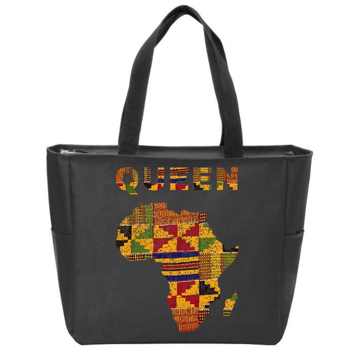 Afro Black Queen African Ghana Kente Cloth Family Matching Zip Tote Bag