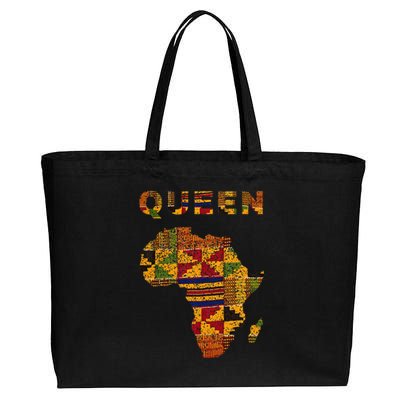 Afro Black Queen African Ghana Kente Cloth Family Matching Cotton Canvas Jumbo Tote