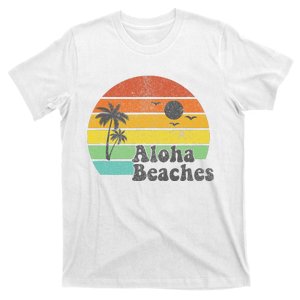 Aloha Beaches Retro Beach Vacation Summer Quote T-Shirt