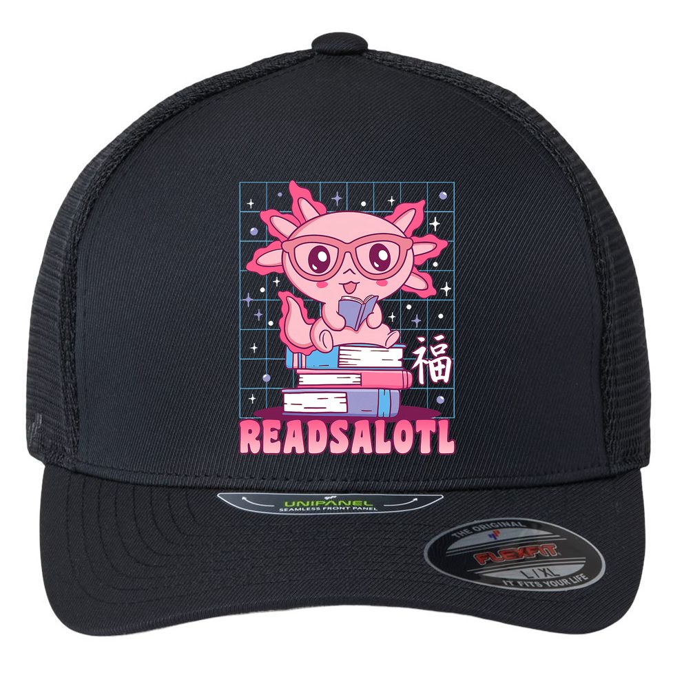 Axolotl Books Readsalotl Reading Bookworm Flexfit Unipanel Trucker Cap