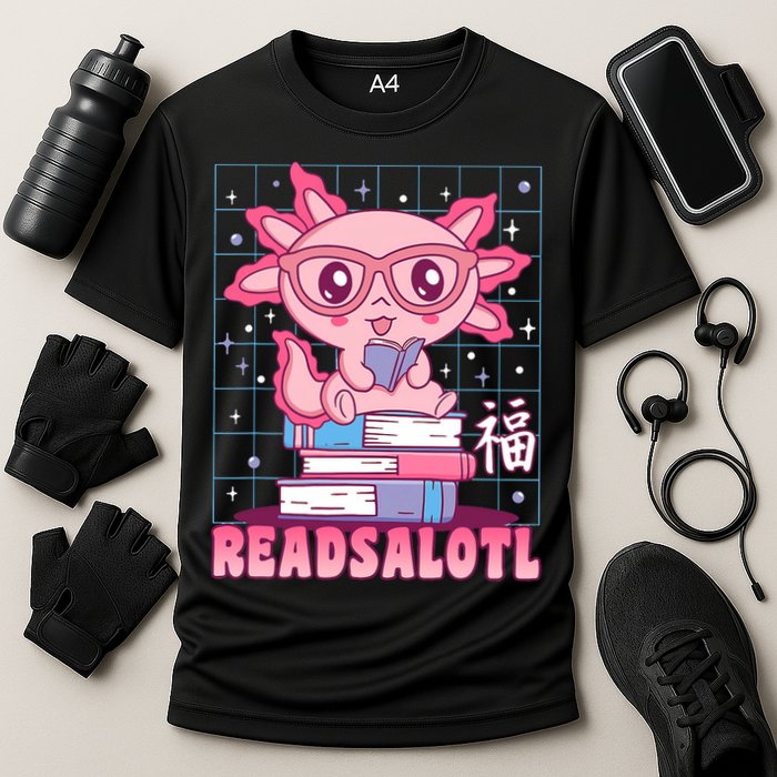 Axolotl Books Readsalotl Reading Bookworm Cooling Performance Crew T-Shirt