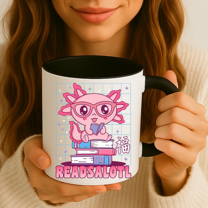Axolotl Books Readsalotl Reading Bookworm Mug