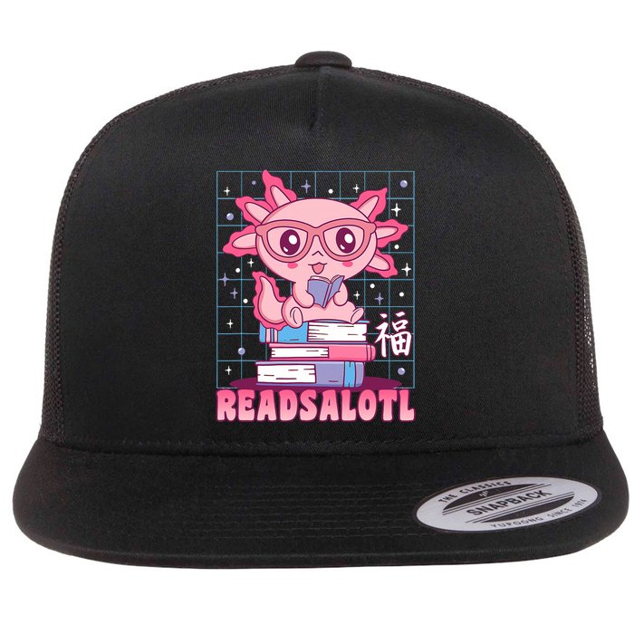 Axolotl Books Readsalotl Reading Bookworm Flat Bill Trucker Hat