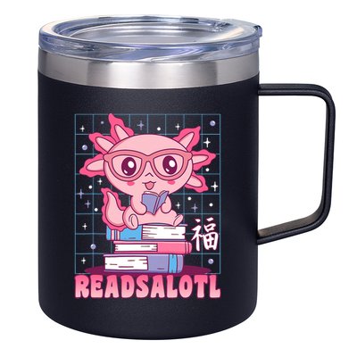 Axolotl Books Readsalotl Reading Bookworm 12oz Stainless Steel Coffee Mug