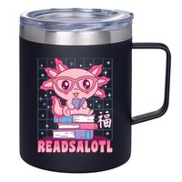 Axolotl Books Readsalotl Reading Bookworm 12oz Stainless Steel Coffee Mug