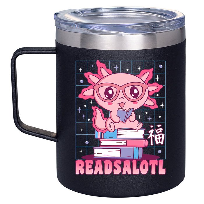 Axolotl Books Readsalotl Reading Bookworm 12oz Stainless Steel Coffee Mug