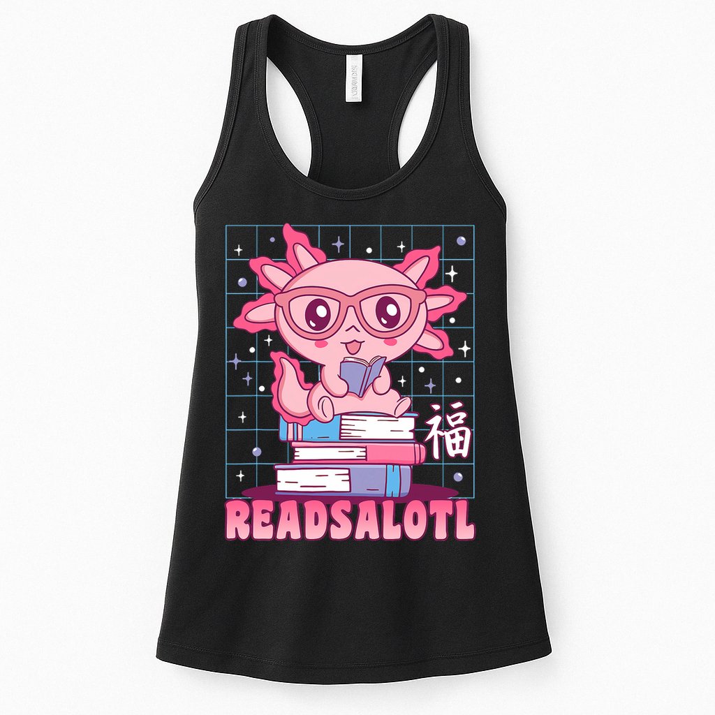 Axolotl Books Readsalotl Reading Bookworm Womens Tank Top