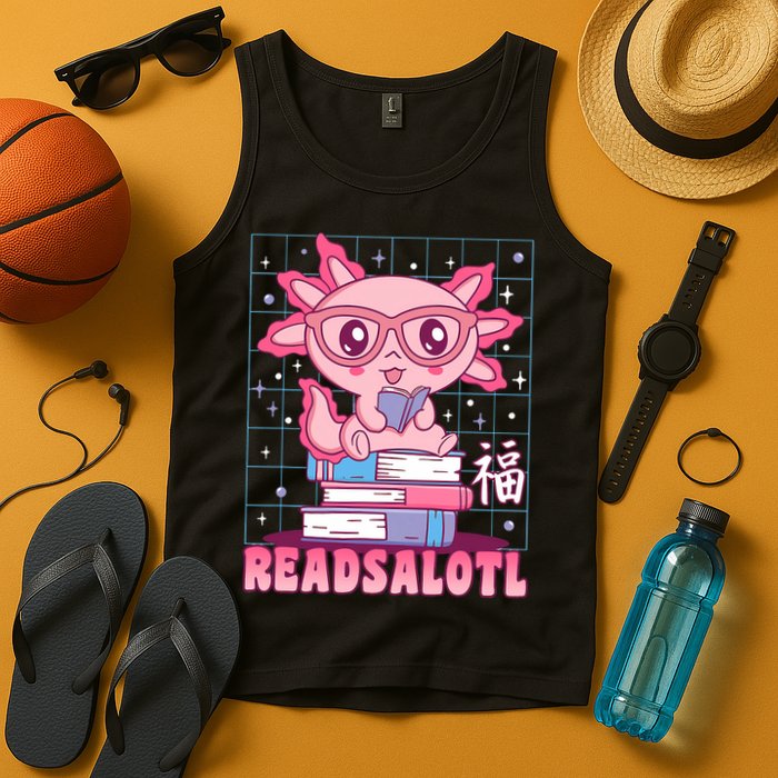 Axolotl Books Readsalotl Reading Bookworm Tank Top