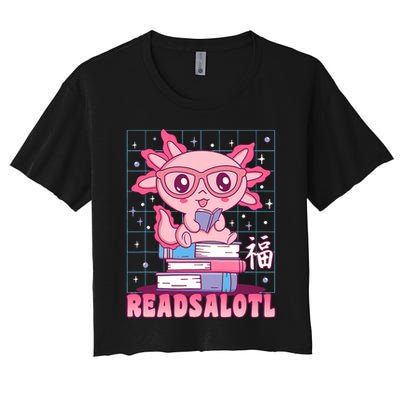Axolotl Books Readsalotl Reading Bookworm Women's Crop Top Tee