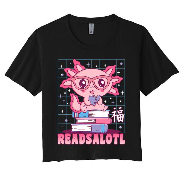 Axolotl Books Readsalotl Reading Bookworm Women's Crop Top Tee