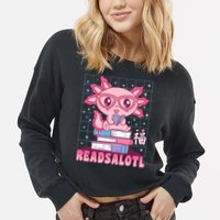 Axolotl Books Readsalotl Reading Bookworm Cropped Pullover Crew