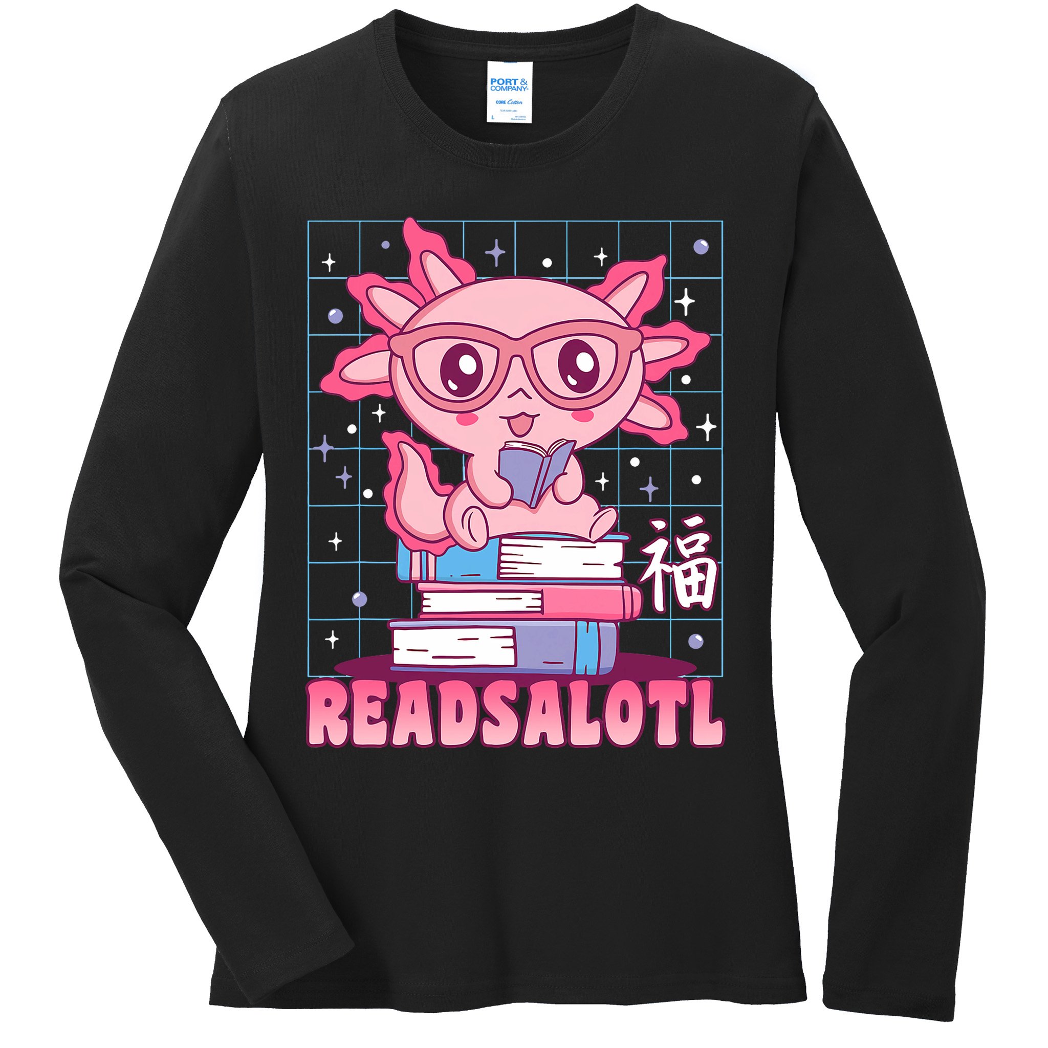 Axolotl Books Readsalotl Reading Bookworm Ladies Long Sleeve Shirt