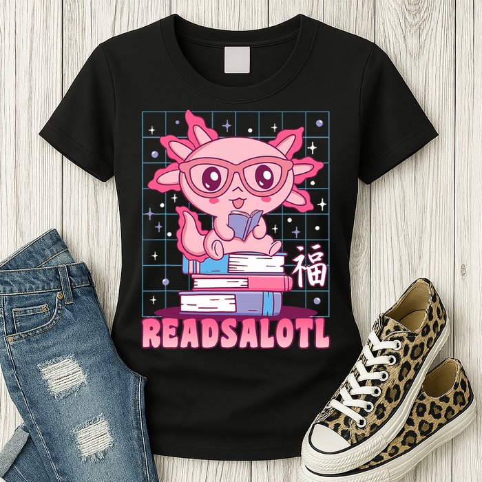 Axolotl Books Readsalotl Reading Bookworm Womens T-Shirt