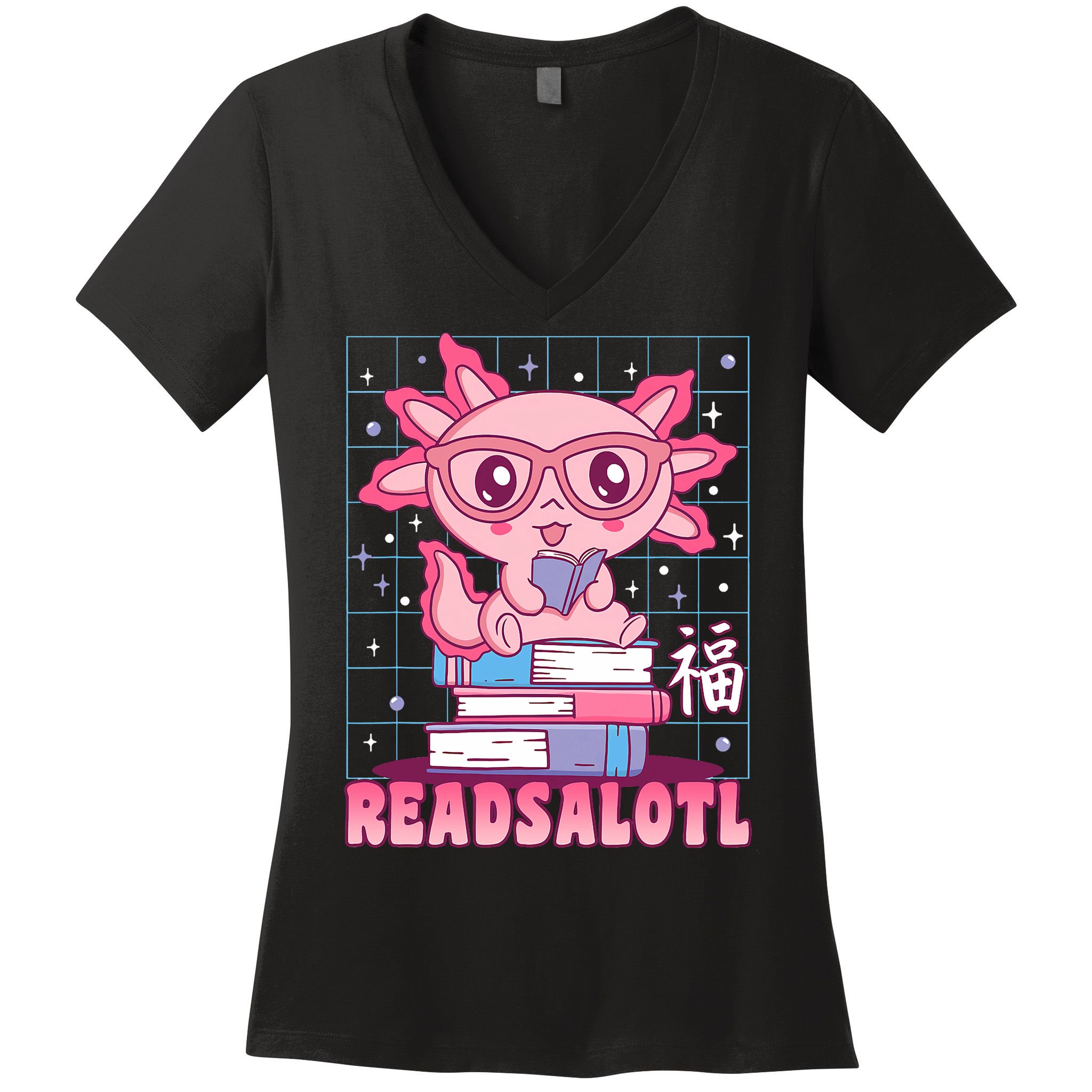 Axolotl Books Readsalotl Reading Bookworm Women's V-Neck T-Shirt