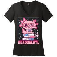 Axolotl Books Readsalotl Reading Bookworm Women's V-Neck T-Shirt