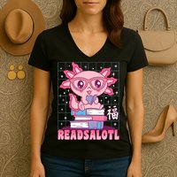 Axolotl Books Readsalotl Reading Bookworm Women's V-Neck T-Shirt